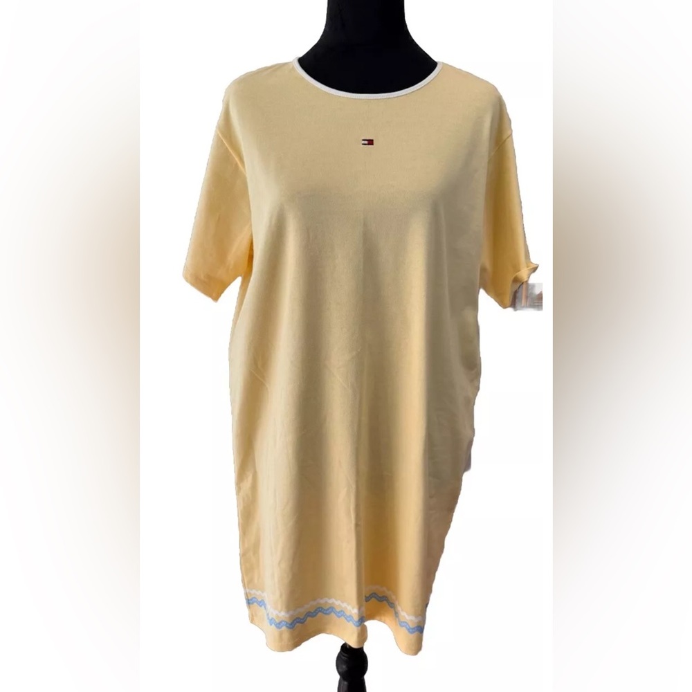 🆕Tommy‎ Hilfiger Yellow midi T-Shirt dress ladies size medium NWT all cotton